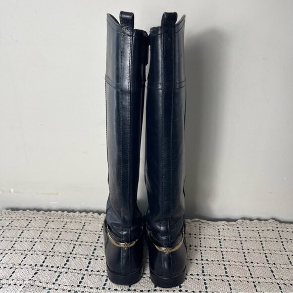 Tory Burch Black Leather Riding Boots Women's Size: 7M Gold hardware - Picture 5 of 14